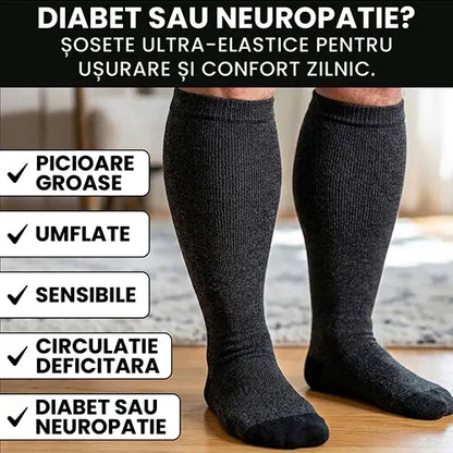 Sosete diabetice premium - pentru picioare umflate și sensibile